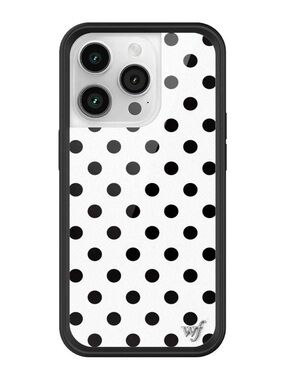 iphone 14 pro wildflower white & black polka dot case